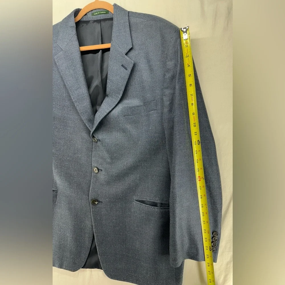 Lauren Ralph Lauren Mens Blazer Blue Herringbone‎ Silk Wool 46R Sport Coat